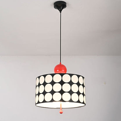 Contemporary Retro Drum Checkerboard Leather Lampshade 3-Light Pendant Light For Dining Room
