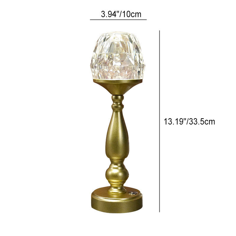 Retro Creative Gem Column Plastic Metal LED Touch Table Lamp