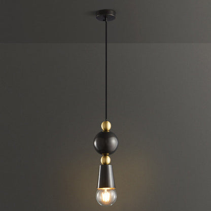 Modern Minimalist Geometric Column Glass Brass 1-Light Pendant Light