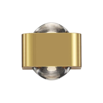 Modern Minimalist Copper Rounded Cuboid Up And Down Luminous LED Wall Sconce Lamp For Bedroom