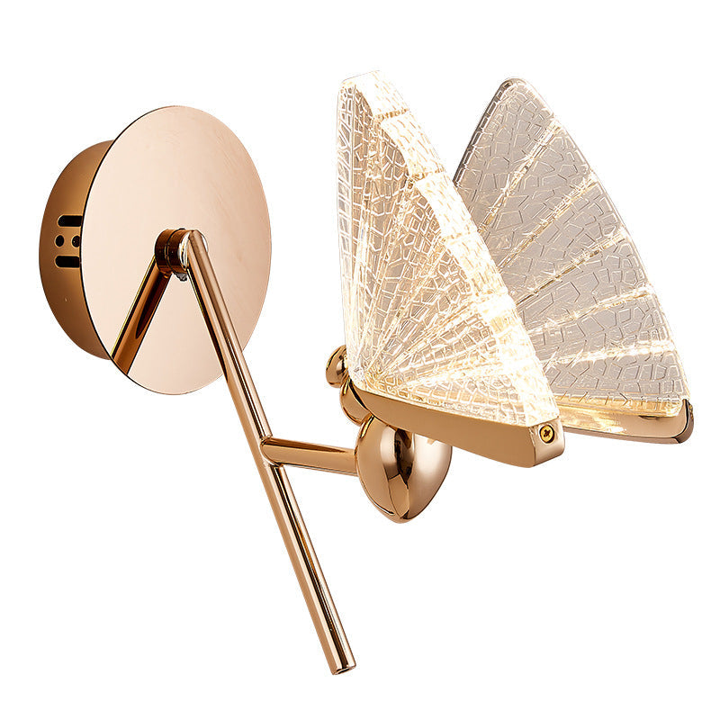 Modern Art Deco Zinc Alloy Butterfly Shape Acrylic LED Wall Sconce Lamp For Living Room