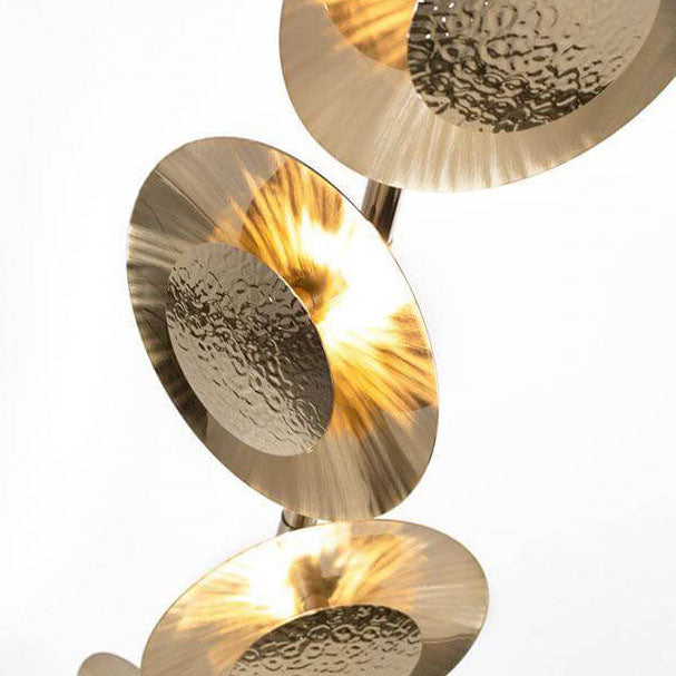 Creative Light Luxury Gold Circles Disc Long Pole LED Standing Floor Lamp