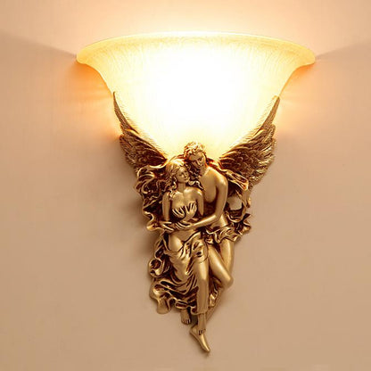 Creative Retro Resin Angels Hugging 1-Light Wall Sconce Lamp