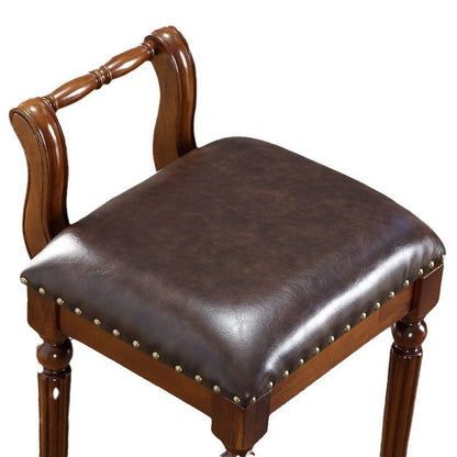 Traditional European Square Tufted Microfiber Leather Upholstered Vanity Stool Low Back For Bedroom