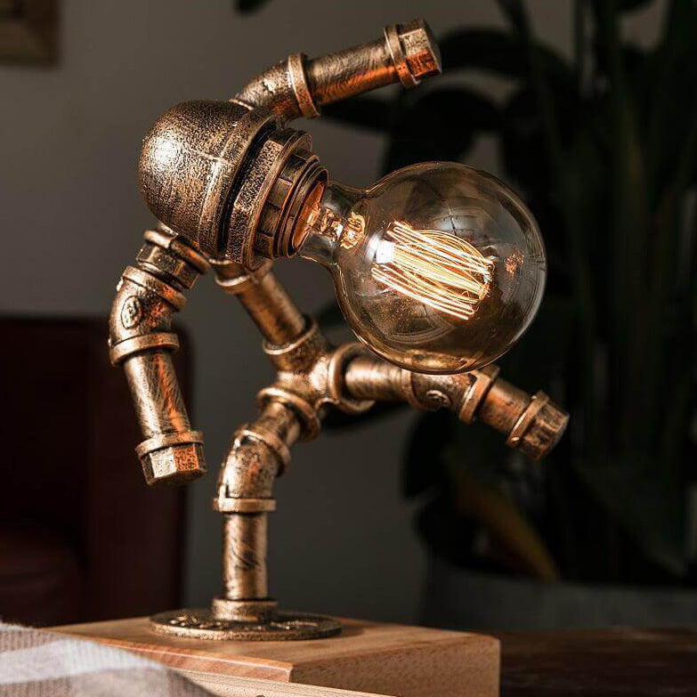 Retro Industrial Robot Eye Protection Iron 1-Light Table Lamp