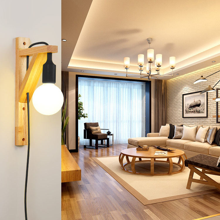 Modern Creative Wood 1-Light Wall Sconce Lamp