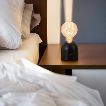Modern Art Deco Round Glass Wood LED Table Lamp For Bedroom