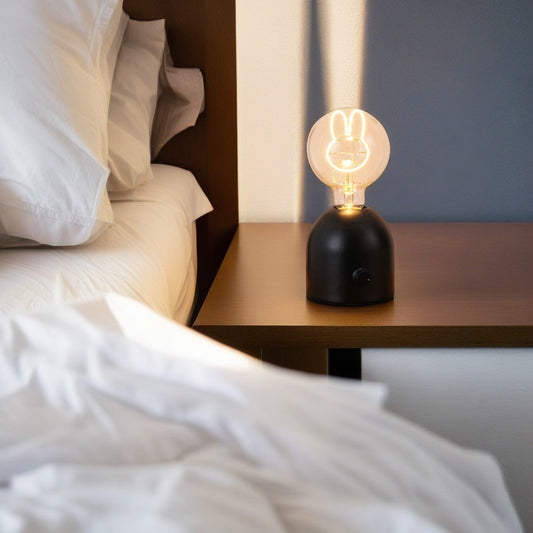 Modern Art Deco Round Glass Wood LED Table Lamp For Bedroom