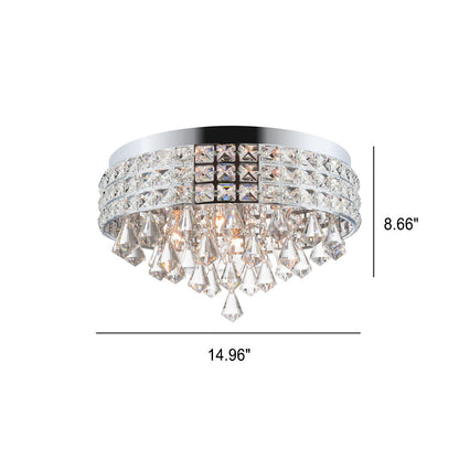 Modern Light Luxury Round Crystal Iron Crystal 4-Light Flush Mount Light