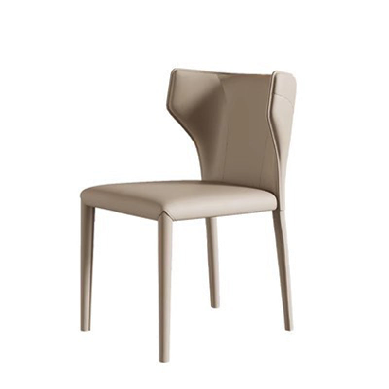 Modern Minimalist Square Artificial Leather Carbon Steel Frame Dining Chair Wing Back Armless For Dining Room