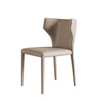 Modern Minimalist Square Artificial Leather Carbon Steel Frame Dining Chair Wing Back Armless For Dining Room