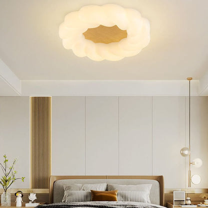 Nordic Creative Petals PE Wood Grain LED Flush Mount Ceiling Light