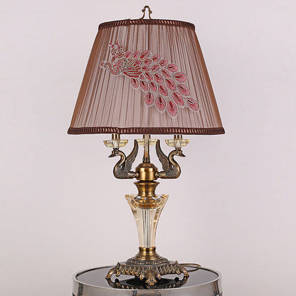 European Luxury Handmade Fabric Crystal Candle Holder 3/4 Light Table Lamp