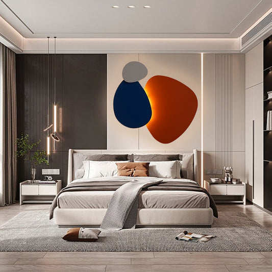مصباح حائط LED بتصميم هندسي إسكندنافي معاصر مع لوحة دائرية من الحديد لغرفة النوم 