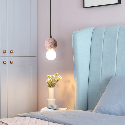 Contemporary Scandinavian Orb Terrazzo 1-Light Pendant Light For Bedroom