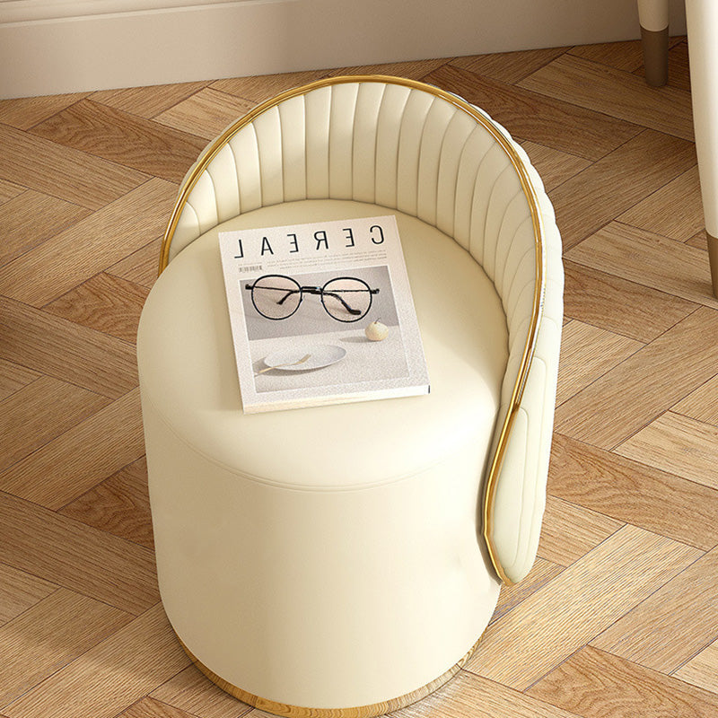 Modern Minimalist Cylinder Iron Nappa Leather Vanity Stool Backrest For Bedroom