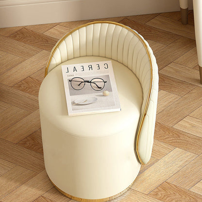 Modern Minimalist Cylinder Iron Nappa Leather Vanity Stool Backrest For Bedroom