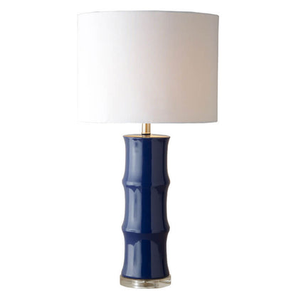 Modern Light Luxury Vintage Blue White Ceramic Linen 1-Light Table Lamp