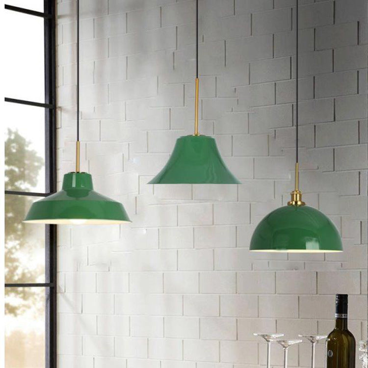 Industrial Vintage Green Iron Dome Cone 1-Light Pendant Light
