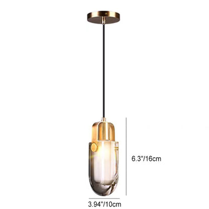 Modern Minimalist Half Round Copper Crystal LED Pendant Light For Bedroom
