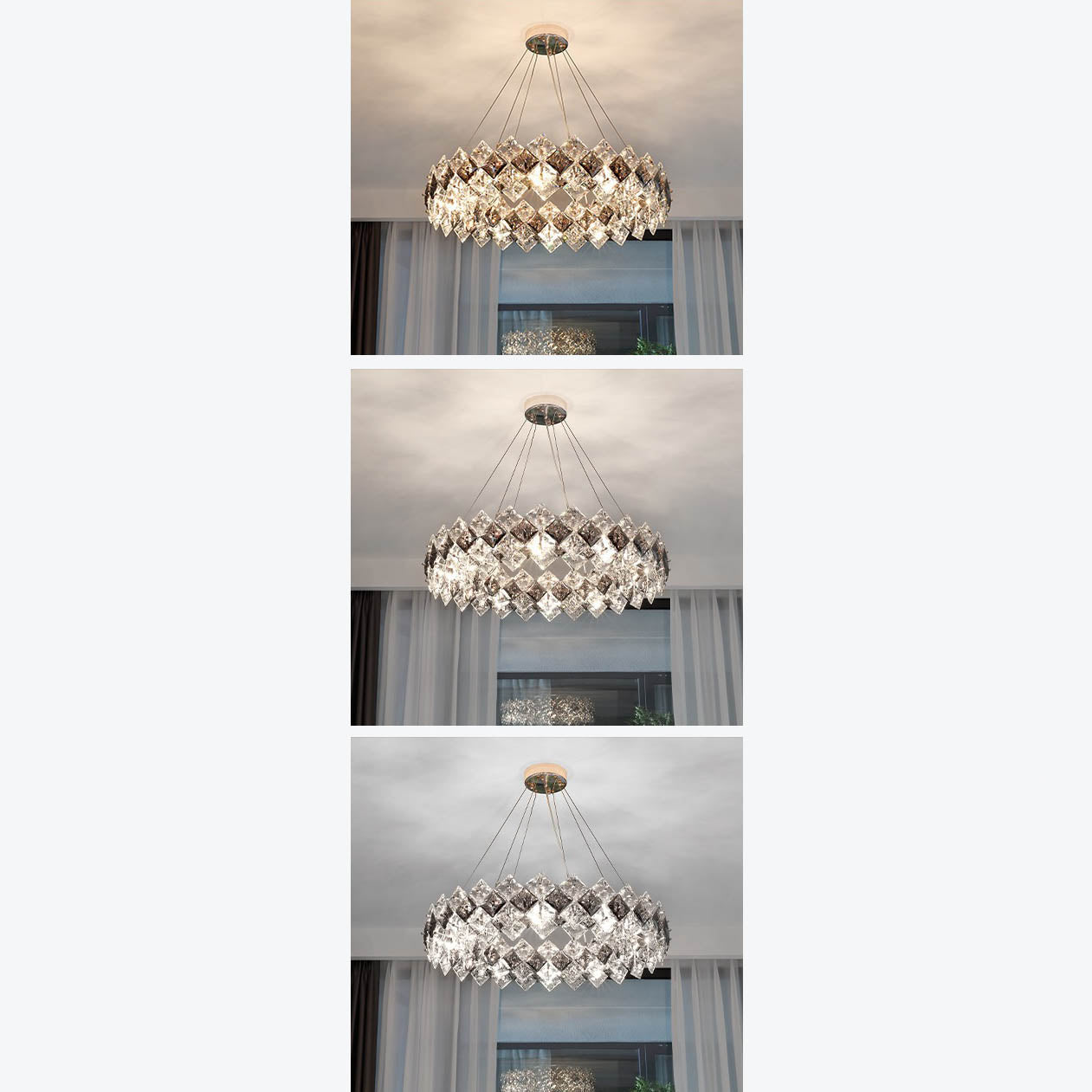 Contemporary Luxury Crystal Diamond Circle Plated Hardware 5/6/7/8/10/14 Light Chandelier For Living Room