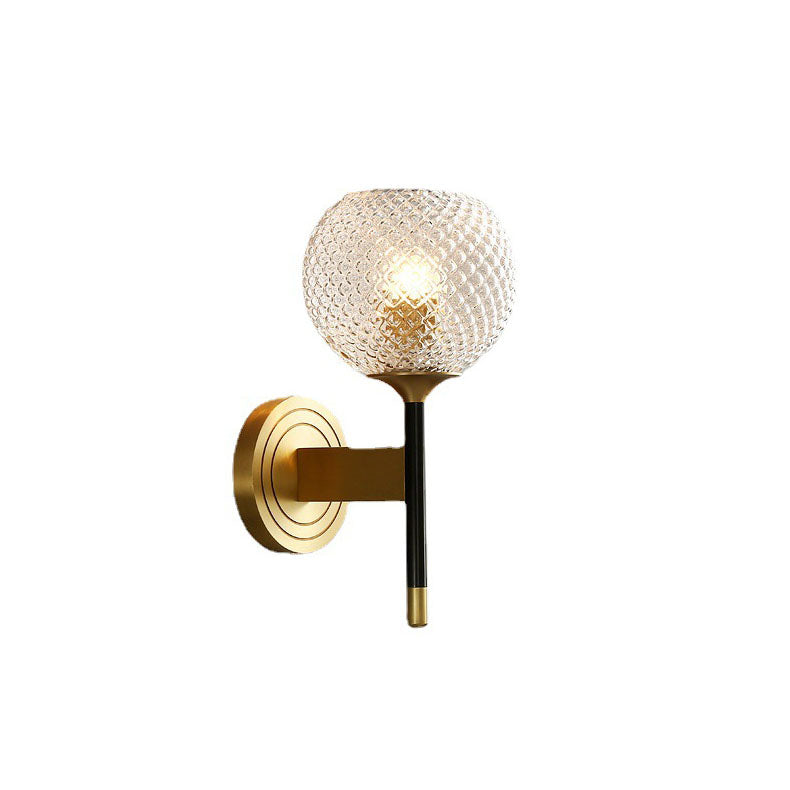 مصباح حائطي فاخر من Nordic Light مصنوع بالكامل من النحاس والزجاج بنصف ضوء 