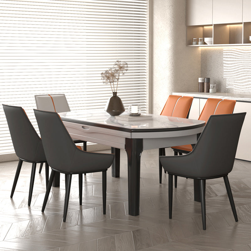 Contemporary Nordic Square Faux Leather Upholstered Dining Chair Backrest Armrest For Dining Room