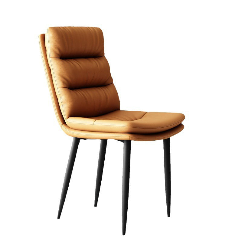 Modern Minimalist Rectangular Microfiber Leather Carbon Steel Dining Chair Backrest Armless For Dining Room