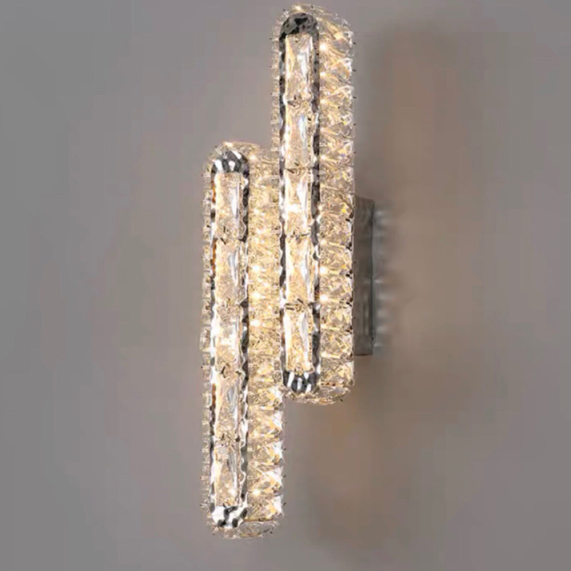 Modern Luxury Stainless Steel Crystal Elliptical Strip LED Wall Sconce Lamp For Living Room