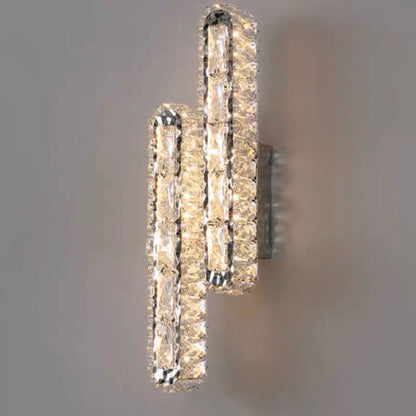 Modern Luxury Stainless Steel Crystal Elliptical Strip LED Wall Sconce Lamp For Living Room