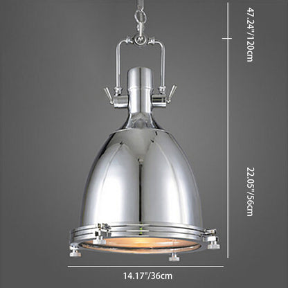 Contemporary Industrial Polish Iron Semicircular Shade 1-Light Pendant Light For Dining Room