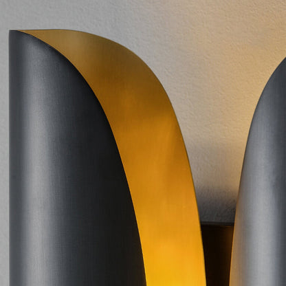 Modern Light Luxury Creative Rolled Edge Brass 2-Light Wall Sconce Lamp