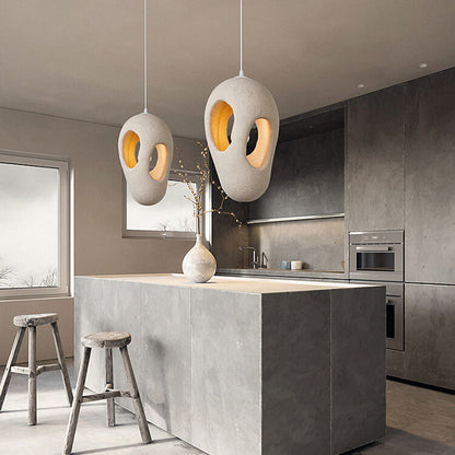 Japanese Wabi-sabi Resin Geometric Circle 1-Light Pendant Light
