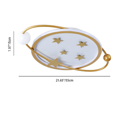 Contemporary Nordic Geometric Starry Hanging Acrylic Round LED Flush Mount Ceiling Light For Bedroom