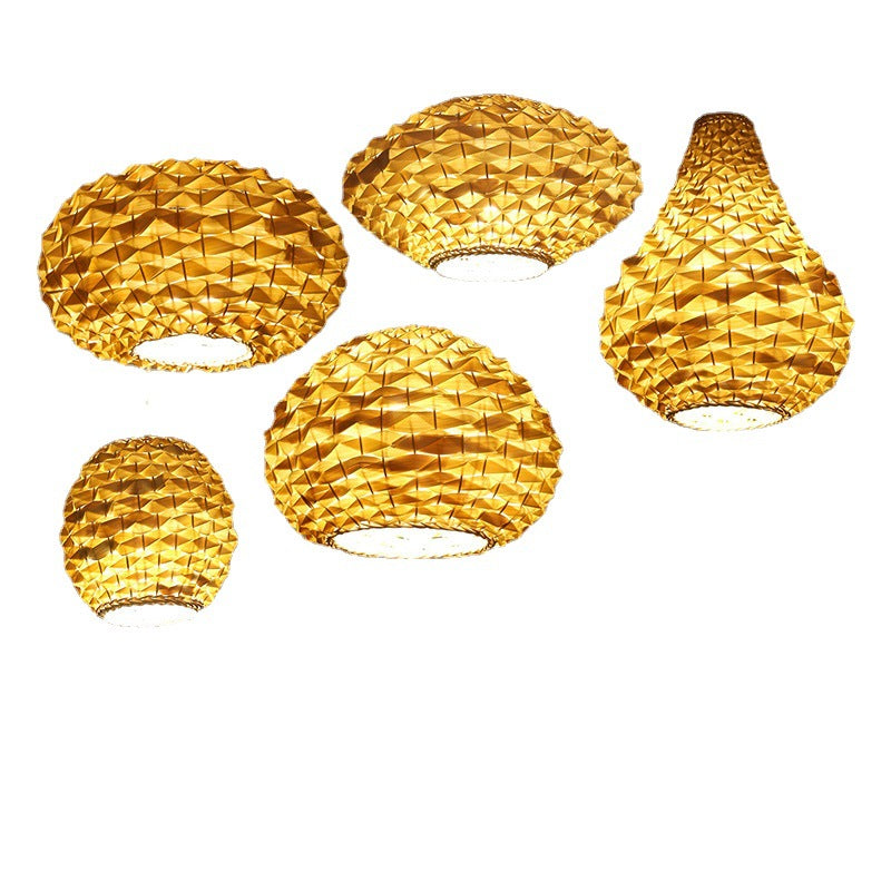 Modern Chinese Rattan Weaving Pineapple 1-Light Pendant Light