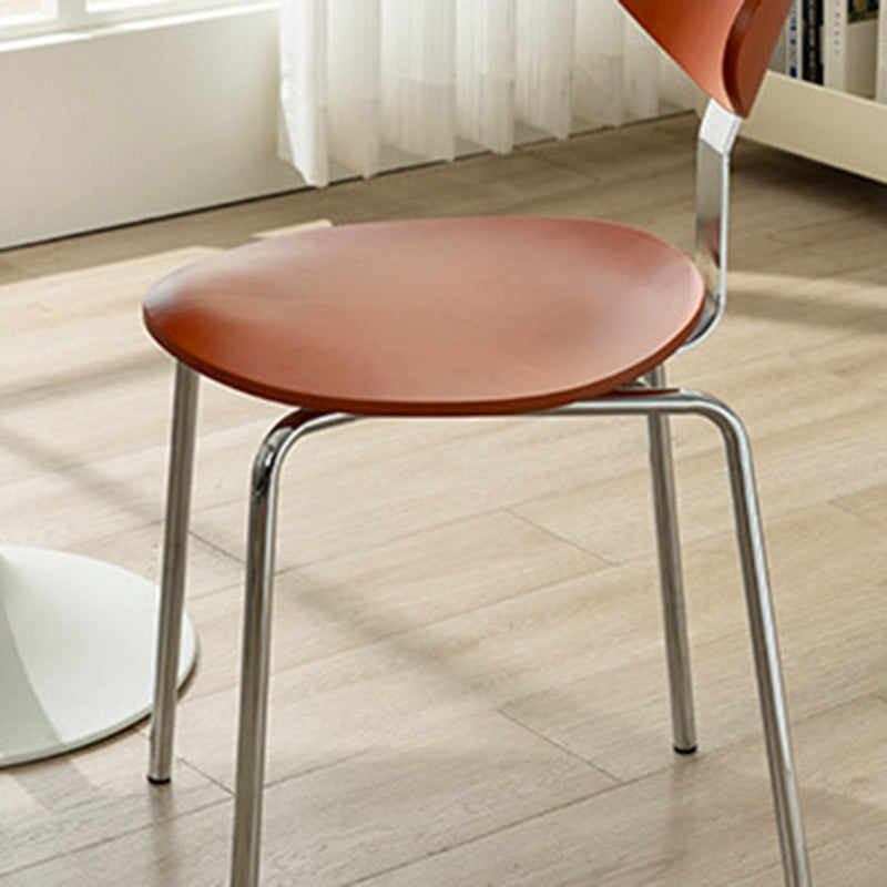 Contemporary Scandinavian Wood Faux Oil Waxed Leather Round Cushion Dining Chair Backrest For Dining Room