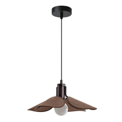 Traditional Japanese Vintage Iron Log Flower Shape 1-Light Pendant Light For Dining Room
