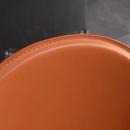 Modern Minimalist Square Half Oval Faux Leather Metal Dining Chair Backrest For Dining Room