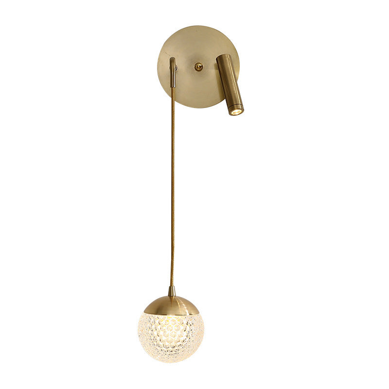 Contemporary Nordic Iron Acrylic Ball Pendant 1-Light LED Wall Sconce Lamp For Bedside