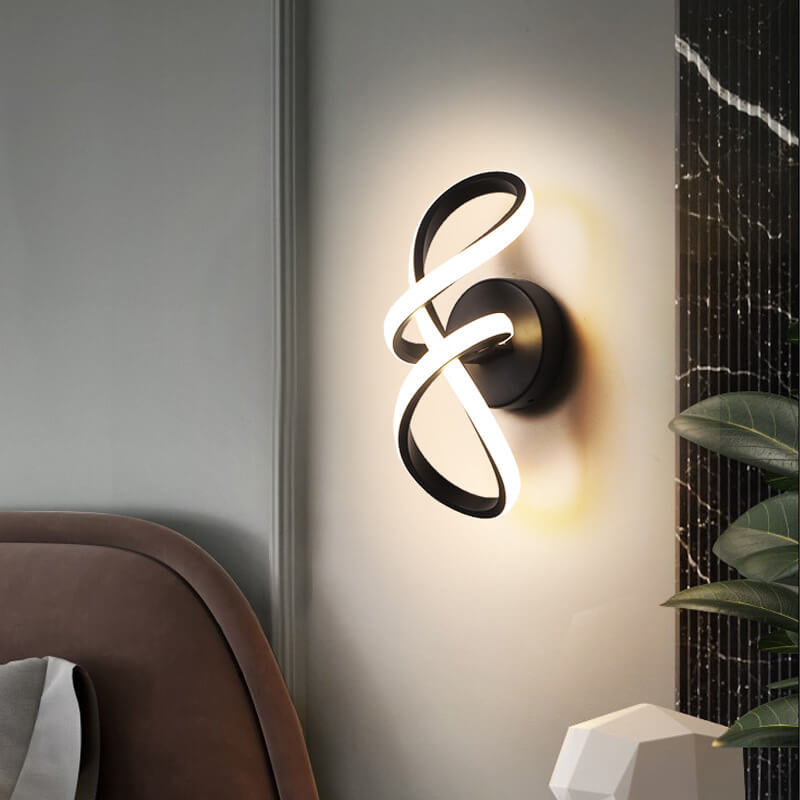 مصباح حائط LED من الألومنيوم بتصميم خط ملتوي بسيط على الطراز الاسكندنافي 