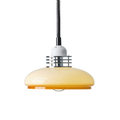 Japanese Minimalist Hardware Glass Round Head Retractable 1-Light Pendant Light