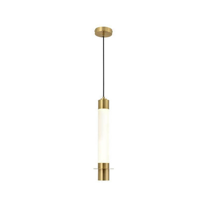 Minimalist Light Luxury Gold Cylindrical Aluminum Acrylic LED Pendant Light
