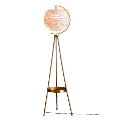 Contemporary Creative Iron Feather Tripod 1-Light Standing Floor Lamp For Bedroom