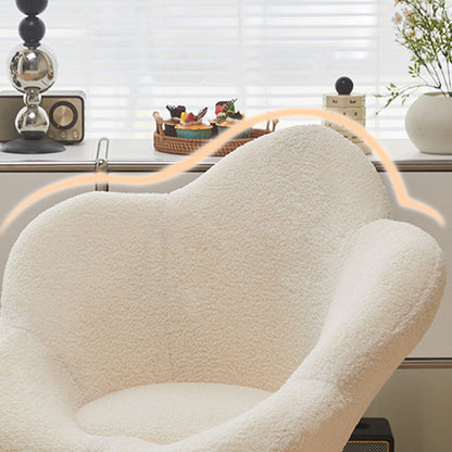 Contemporary Creative Round Flower Lambswool Fabric Metal Vanity Stool Backrest For Bedroom