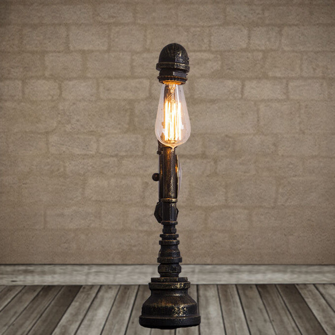 Traditional Vintage Pipe Metal Glass 1-Light Table Lamp For Study Room