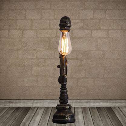 Traditional Vintage Pipe Metal Glass 1-Light Table Lamp For Study Room