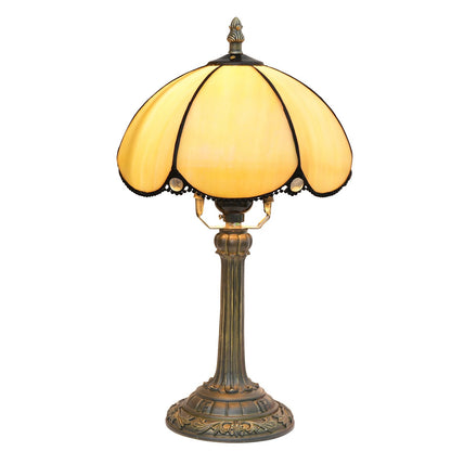 Traditional Tiffany Half Round Stained Glass Resin 1-Light Table Lamp For Bedroom