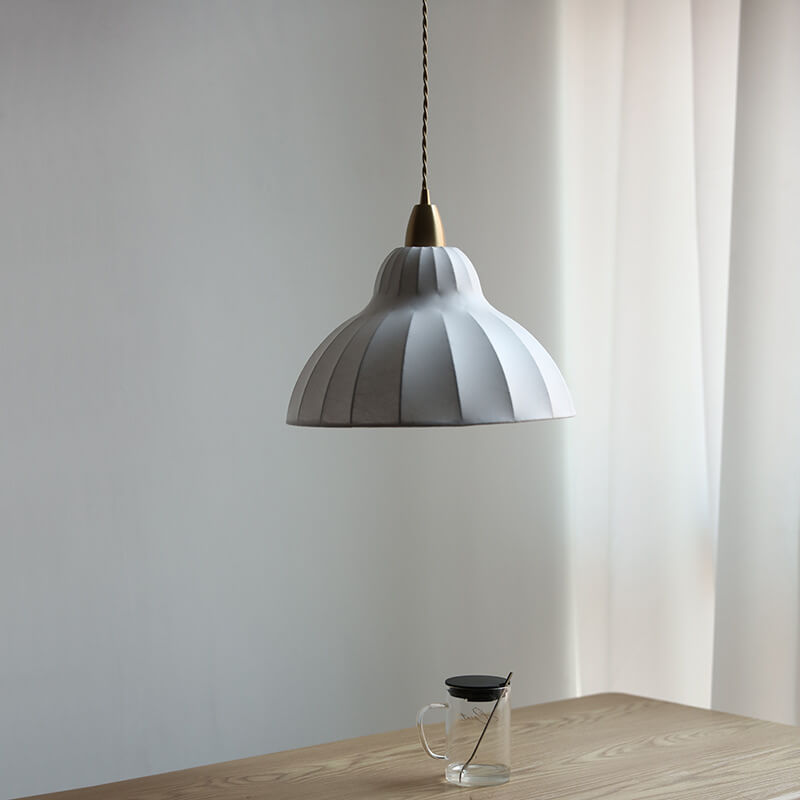 Japanese Minimalist Silk Dome 1-Light Pendant Light
