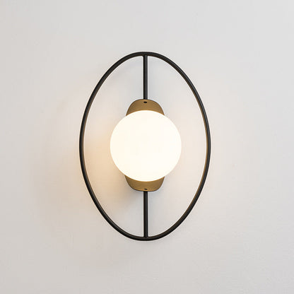 Contemporary Nordic Iron Glass Oval Ball 1-Light Wall Sconce Lamp For Bedside