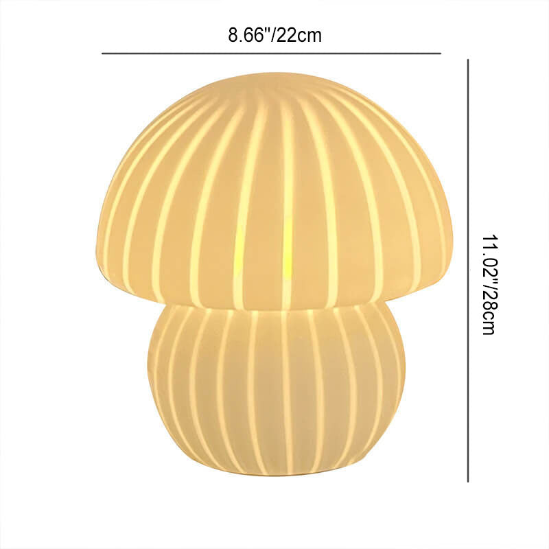 Nordic Vintage Round Mushroom Striped Glass 1-Light Table Lamp